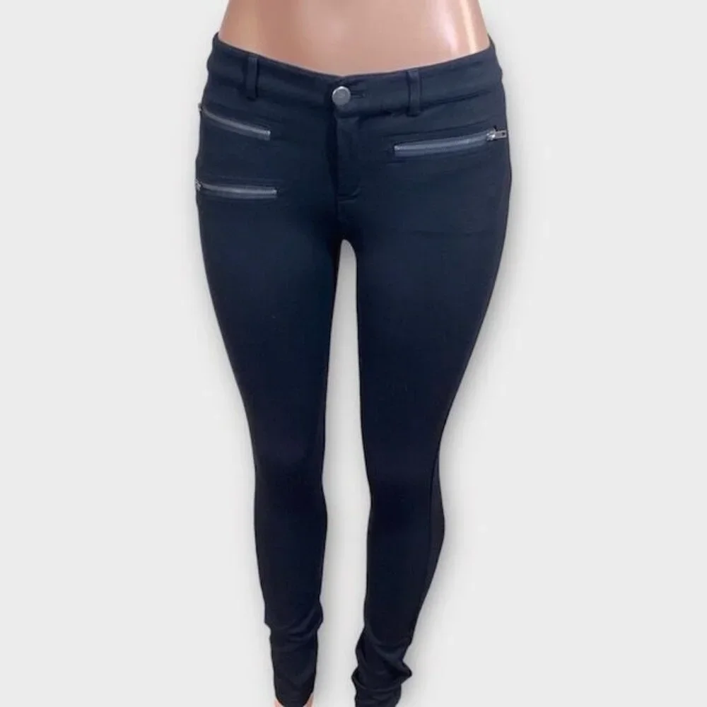 Parker Cargo Black Ponte Zipper Pants, Size 6 - Picture 3 of 10